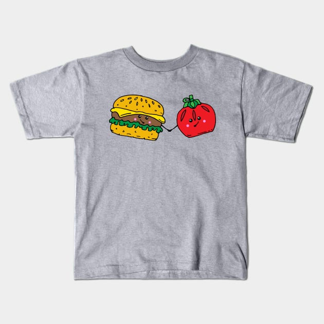 Burger and Ketchup Food Love Kids T-Shirt by HotHibiscus